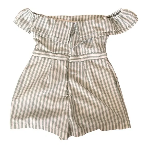 Lulu's White and Green Off-Shoulder Jumpsuit - Picture 9 of 14